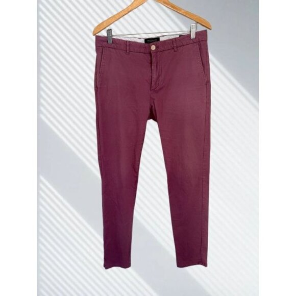 Scotch & Soda MOTT Mens Burgundy Slim Fit Chinos W32/L32 Cotton Blend - Picture 1 of 10